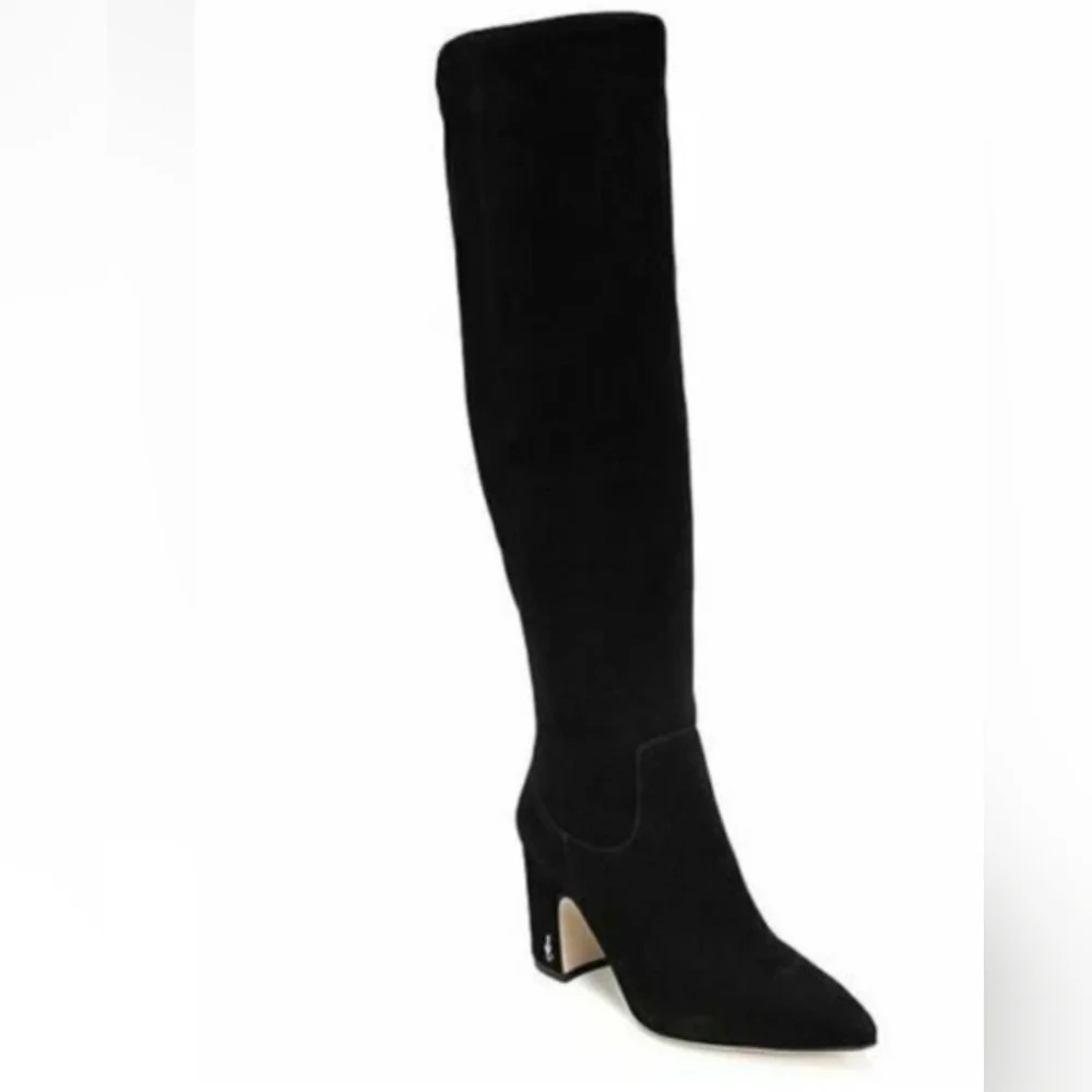 Sam Edelman Women's Black Suede Over-the-Knee Block Heel Boots Hai Size 8